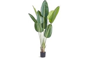 VEVOR Árbol Artificial 1524 mm Planta Artificial PE Palmera Pájaro Paraíso Árbol Verde Falso con Maceta 152x128 mm Decoración de Plantas Falsas para Hogar Oficina Centros Comerciales Interior Exterior