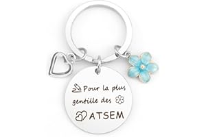 TAMNIOA Cadeau Atsem Porte Clef Atsem Cadeau Atsem Maternelle Cadeau Merci Cadeau Atsem d'école Fin d'année Cadeaux Remerciements Cadeau Personnalisé Atsem Cadeaux Atsem Merci Atsem Cadeau Fin d'année Atsem