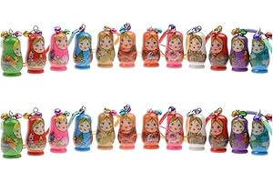 STOBOK Matroschka Russische Puppen Schlüsselanhänger Hölzerne Russische Nesting Dolls Schlüsselanhänger,24Er Set