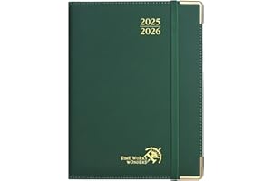POPRUN Agenda 2025 2026 Settimanale Premium 22 x 16,5 cm, Diario Scuola Verticale con 17 Mesi da Ago.2025 a Dic.2026, Copertina Rigida, Carta Spessa da 80 GSM, Verde Foresta