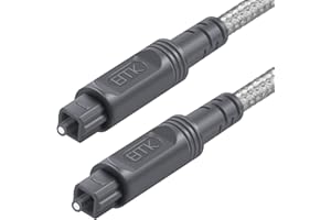 EMK Câble audio numérique optique Toslink – [gaine en coton tressé, durable et flexible] Cordon fibre optique pour Home Cinéma, barre de son, TV, PS4, Xbox et plus (1M)