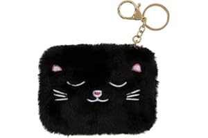 DRAEGER PARIS 1886 DRAEGER Paris | Czarny kot pluszowy portfel | Portfele z breloczkami | Spersonalizowane etui biznesowe | Pomysł na prezent dla dziewczynki i kobiety chłopca dorosłego, czarny, 12x9cm, Portfel, Czarny,