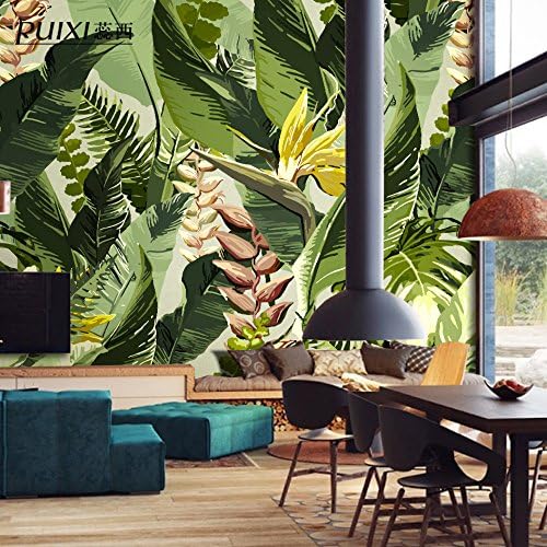 Lzhenjiang mural The Green Banana Leaf Tropical Rainforest Wallpaper Wallpaper Palm Tree 3D Wide Blade Leaves A Large Mural Video Wall