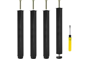 Dreamark Lot de 4 Pieds pour Sommier à Lattes Métal Pied de Lit à Visser,Hauteur réglable de 0-20 mm,Pied pour Sommier Liaison Pied de Support de Lit Pieds de Meubles sans Perçage (35 cm)