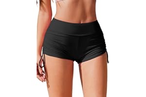 AI'MAGE Swim Shorts Women's Swimming Trunks High Waisted Shorts Quick-Drying Board Shorts Adjustable Ruched Side Tie Bikini Bottoms Hotpants Tummy Control Swimwear S-XXL