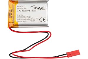 3,7 V 1000 mAh batteri LP803040 litium polymer Akyga AKY0571 Li-Po batteri PCM JST 2-polig anslutning 2,54 15 cm