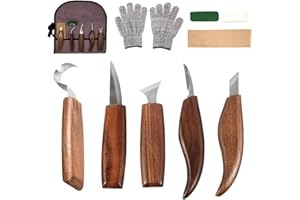 YOU'S AUTO Set di utensili da intaglio in legno, con pietre abrasive, 10 pezzi, strumenti professionali per intagliare il legno