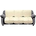 Kuber Industries Cotton 3 Seater Sofa Cover Set|Premium Cotton & Geometric Design|Pack of 2 (Cream)-CTKTC022237