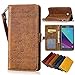 Produktbild Samsung Galaxy J5 2017 Leder Hülle,Handy Hülle Tasche Samsung Galaxy J5 2017,Ledertasche für Samsung Galaxy J5 2017,Leweiany Handytasche Samsung Galaxy J5 2017 Schutzhülle aus Echt-Leder Retro Blumen Prägung Hülle im Ständer Bookstyle Wallet Tasche Flip Brieftasche Etui Schale mit Kartenfach, Magnet und Praktischer Standfunktion Luxus Tasche für Samsung Galaxy J5 2017 - Premium Hülle in Braun