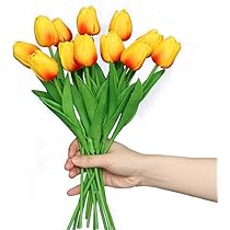 Tulipani Artificiali In Carta - 8 Pezzi Rosa E Arancione, Altezze 20-30cm Per Decorazioni - Foto 5