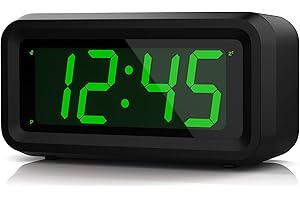 KWANWA Sveglia Digitale,Sveglia da Comodino,LED Sveglia con Grande 1.2 '' Time Display LED, Batteria AA Alimentato Solo, Funzione Snooze, Senza Ticchettare (Display verde)
