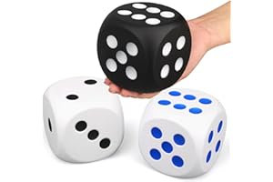 ANZMTOSN Squishy Fidget Toy for Kids & Adults, Large 3 Inch Foam Fidget Cube, Stress Relief Dice, Giant Foam Dice for Christmas, Math Game, Classroom Party Favors