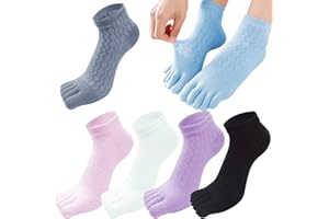 MOAMUN 5/6 Pares de Calcetines Dedos Mujer, Transpirable Suave Calcetines con Dedos, Algodón De Corte Bajo De Cinco Calcetine Deporte para Los Deportes De Trabajo, Talla35-40(Mujer)