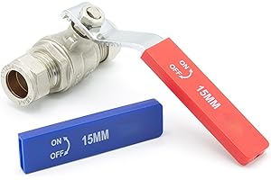 LAVATAP 15mm Lever Isolation Valve ISO Compression Fitting Full Bore Water Shut Off with Dual Blue Red Handle Cover WRAS Approved Stop Tap Plumbing Fittings Hot Cold Water Heating