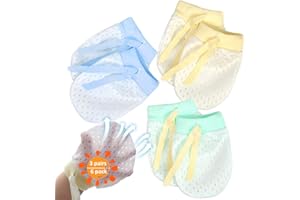 NOCHME Manoplas antiarañazos para bebés recién nacidos, 3 pares de mallas transpirables ajustables y elásticas que no rayan los guantes de bebé, para niños y niñas de 0 a 3 a 6 a 12 meses, multicolor,