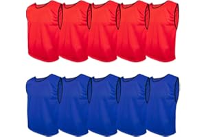 SPORTSBIBS Chasuble Sport x10pcs, Bavoirs d'entraînement, Gilets Football pour Enfants, Juniors et Adultes, Maillot Training, Plus de 10 Couleurs, Universel XS S M L XL XXL