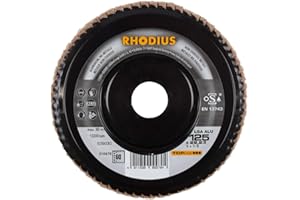 RHODIUS LGA ALU 10 Stück Profi Fächerschleifscheiben Ø 125 K60 für Aluminium, NE-Metalle, Holz, für Winkelschleifer, Schleifscheibe, Schleifmopteller, Flexscheibe