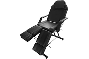 SONGTREE Massage Table 3 Section Folding Couch Bed Height Adjustable Beauty Treatment Salon Tattoo Facial SPA Massaging Recline Chair (Black)