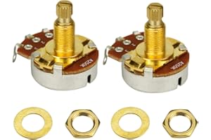 FLEOR IKN 2 uds tamaño completo control de volumen de tono de guitarra potenciómetro cónico de Audio A250K L18mm eje dividido largo dorado