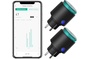 ANTELA Waterproof smart plug outdoor compatible Alexa and Google remote control and voice, current measurement, 16A, timer function 2.4GHz, suitable for garden, terrace, balcony, 4 piece