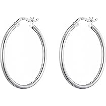 Joya Pendientes Doble Aro Tamaño Grande 12mm X 28mm En Plata De Ley 925