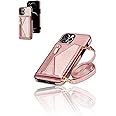 Sweet seven Wallet Crossbody for iPhone 13 Pro Max - PU Leather Handbag Phone Case with Lanyard, Credit Card Holder, Zipper Purse, Kickstand - Pink