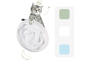 PTOBER Gamelle pour Chat Anti-Glouton en Mélaminé - Bol d’Alimentation Lente avec Labyrinthe Anti-Vomissement - Couleurs Série Pastel - Blanc Ivoire - 16 x 3 cm