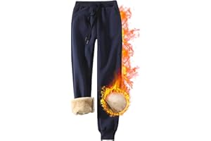 CheChury Damskie spodnie do biegania, zimowe, ciepłe, termiczne, z podszewką Sherpa, spodnie dresowe z podszewką, spodnie sportowe, polarowe, spodnie rekreacyjne, z dużymi kieszeniami, ściągaczem,