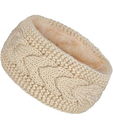 Fascia Invernale Neverless In Maglia Con Fodera In Pile | Scalda Orecchie Morbido Per Donna | Beige Chiaro