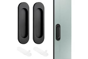 AYHYHLJZJ 2 Pièces Poignée de Porte Coulissante Auto-Adhésive Ovale 10 cm – Idéale pour Baies Vitrées Coulissantes et Meubles, Installation Facile et Durable, Design Noir Élégant