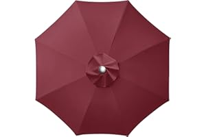 LUSCHEER Replacement Parasol Canopy Waterproof, Parasol Replacement Canopy Cover Patio Umbrella Cloth for 2.7m 8 Ribs Diameter Large Patio Umbrella Weatherproof UV-Anti, Red