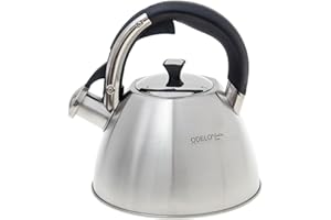 ODELO Eligio Bouilloire sifflante 2,0 l pour plaques à induction, gaz et électriques, argenté