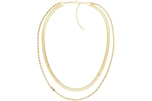 Tommy Hilfiger Biżuteria damski podwójny łańcuszek naszyjnik z żółtego złota - 2780980