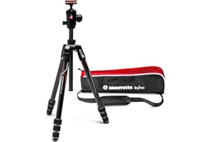 Manfrotto Befree GT PRO Trépied de Voyage,Verrouillage Rotatif avec Rotule Ball et Sac, pour Reflex ou Hybrides Sony, Conception Légère en Fibre de Carbone, Charge Admissible 12 kg, MKBFRTC4GTA-BH