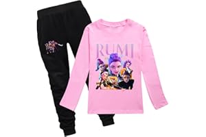 LaoZan KPop Demon Kinder Outfit Set | Langarmshirt + Hose | 12 Farben | 100% Baumwolle | Passend für 100-170cm Jungen & Mädchen