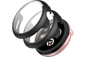 FDHYFGDY 2 Stück Hülle für Google Pixel Watch 3 45MM, Rundum PC Schutzhülle mit Displayschutz, Schutzfolie Kompatibel mit Pixel Watch 3 45MM Hülle - Schwarz