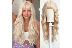 Esmee Długa Falowana Mieszana Blond Peruka dla Kobiet Naturalne Syntetyczne Włosy Odporne Na Ciepło Mieszane Peruki z Grzywką