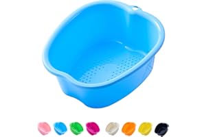 AXLOFO® Cuenco grande para bañeras de pies, de plástico grueso y estable, para baño de pies, spa y pies masaje, pedicura, callosidades, cutículas y desintoxicación (azul)