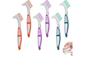 EOPHMI Denture Brush 6pcs Double Bristle Denture Toothbrush for Cleaning Retainers Retainer Brush (Purple, Green,Orange)