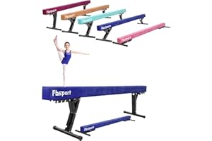 FBSPORT Adjustable Gymnastic Balance Beam 244CM,5 heights Adjustable High and Low Level Floor Beam Highly Stable Gym Practice Training Equipment for Kids