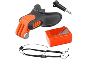 REYGEAK Soporte de boca para GoPro Hero/DJI Action 3, soporte de boquilla de montaje para mordida POV filmación para Hero 11/10/9 Surfing Snowboard Body Boarding Kayacking incluyendo módulo flotante
