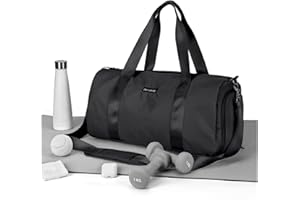 HYC00 Gym Bag Womens Small Sports Gym Bag with Shoes Compartment and Wet Pocket,Weekend Travel Duffel Bags for Women Men Overnight Carry on Bags Lightweight Hospital Holdall for Yoga Swimming, Black