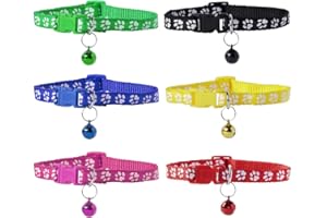 Quesuc collari per gattini morbidi e regolabili con campana da con striscia in nylon a forma di cuore per gatti cuccioli gattini Collari per Gatti Antistrozzo con Campanellino e Fibbia Sicurezza 6pcs