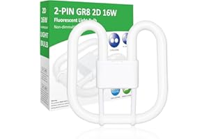 Ddlisu GR8 2 Pin 16W 2D Compact Fluorescent Light Bulb, Square Flat Butterfly Shape Energy Saving Lamp, GR8 DD Bathroom Light Bulb 2 Pin Warm White 3500K, Suitable for Office, Recessed Ceiling Lights