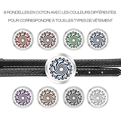 Jack & Rose Aroma Diffuser für Aromatherapie Duft Aromaöl Armband Damen Silber Leder mit 8 farbigen-Filzkreisen Geschenk für Sie - 2