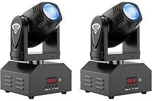 YESPICK 2Pcs Mini Beam Moving Head Light, RGBW 4 in 1 LED Stage Light with Self-Propelled and Voice-Activated for Party KTV Concert Wedding Bar