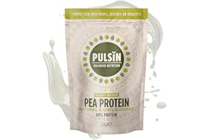 Pulsin - Unflavoured Vegan Pea Protein Powder - 250g - 8.0g Protein, 0g Carbs, 41 Kcals Per Serving - Gluten Free, Plant Based, Palm Oil Free & Dairy Free