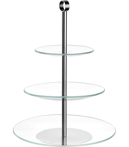 IKEA Glas-Etagere KVITTERA 3-Fach Etagére mit kombinierbaren, abnehmbaren Tellern aus Glas mit hohen Kanten - 27x31x34cm (BxTxH)