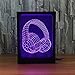Produktbild 3D Visuelles Effekt Nachtlicht, Hi-azul Photo-Frame-Typ 7-Farben ändern Fernbedienung & Touch Tisch Schreibtisch Lampe Deko Lampe 3D Optische Illusion LED Nachtlicht für Geschenke (Kopfhörer)