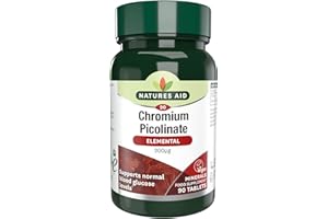 Natures Aid Chromium Picolinate 200µg - 90 Tablets - High Strength Supplement to Support Normal Blood Glucose Levels & Reduce Sugar Cravings - Vegetarian, Gluten Free - No Gummies or Capsules